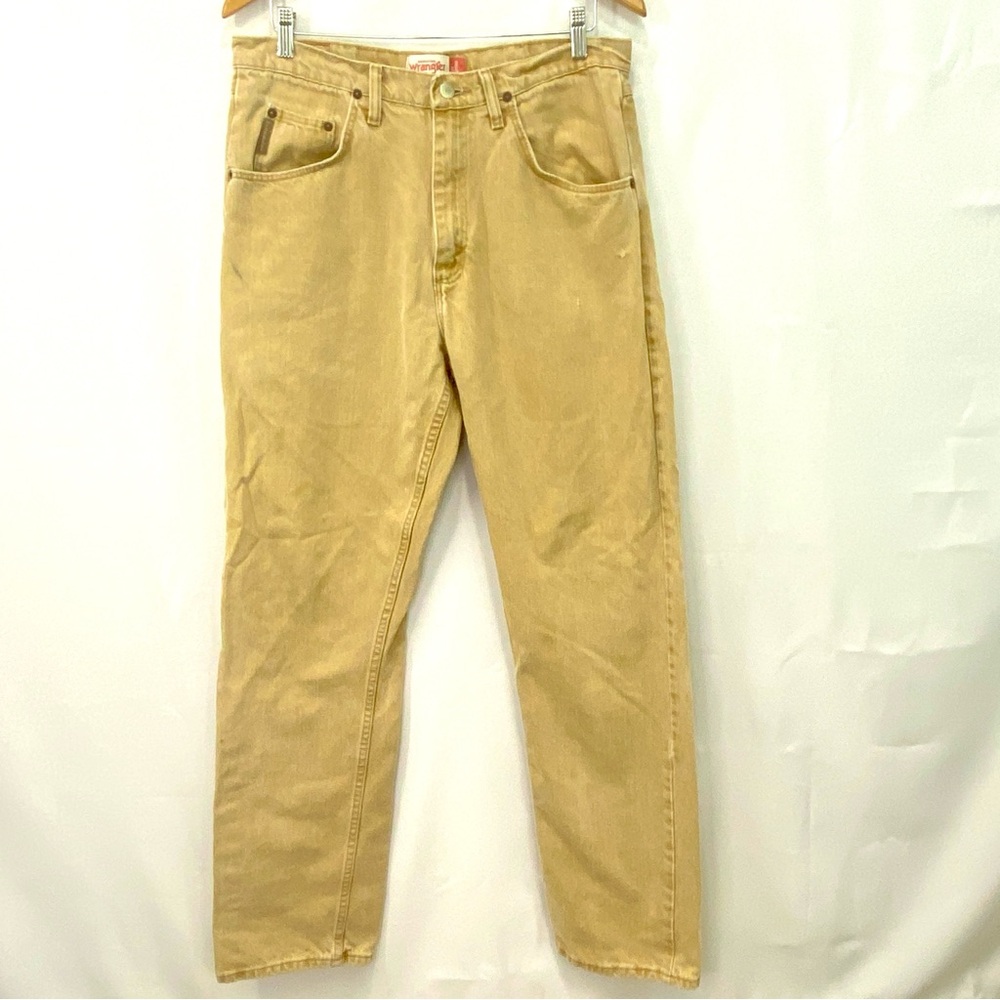 Wrangler Regular Fit Straight Leg Tan Brown Denim Workwear Pants Jeans Men 34x34